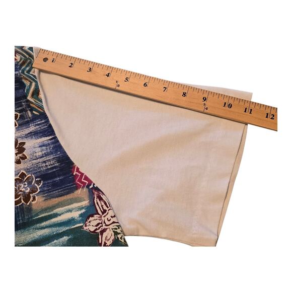 Vintage Paquette Top Womens Size 2X Patchwork V-Neck Short Sleeve Artsy Colorful - Picture 6 of 7